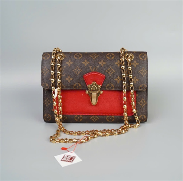 Túi LV Victoria hoa nâu phối đỏ size 26 (TB)+