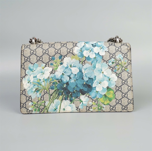 Túi GG Dionysus đầu rồng xám phối xanh dương size 28 (TB) +