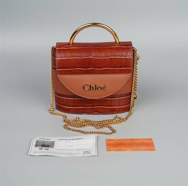 Túi Chloé vân da nâu đỏ KG+