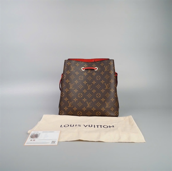 Túi Nóe LV hoa nâu lòng đỏ +