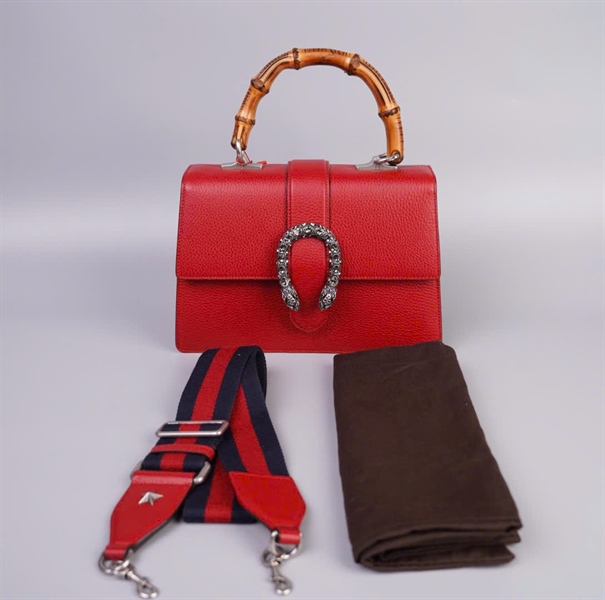 Túi GG Dionysus đầu rồng đỏ quai trúc size 26 (TB) +