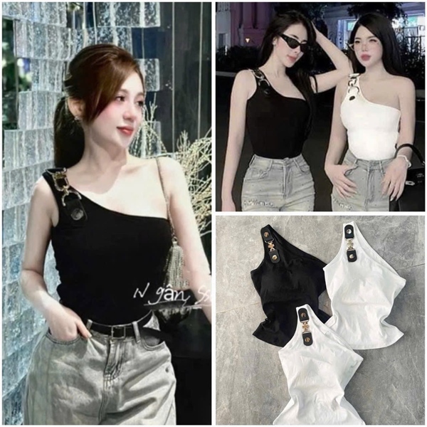 Áo 1S XÍCH DA lệch vai