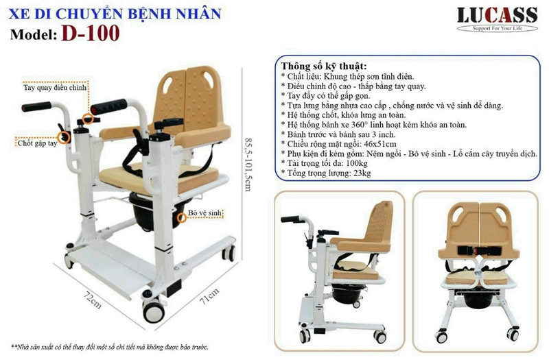 Xe bô di chuyển bệnh nhân Lucass D100