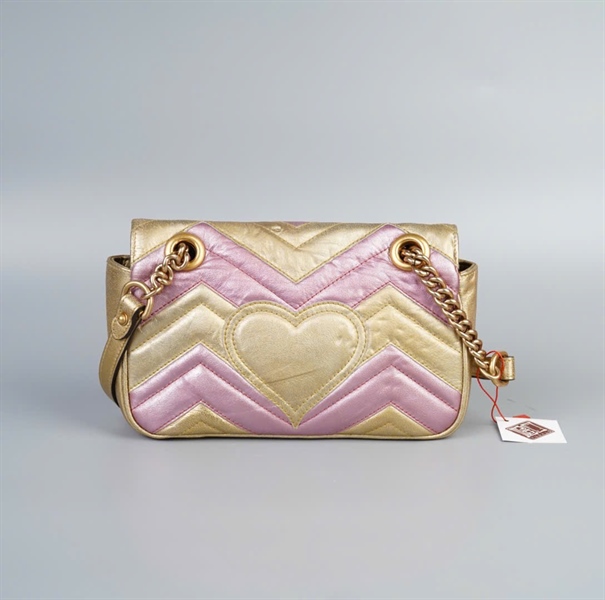 Túi GG Marmont vàng hồng (446744001998) size 22 KG+