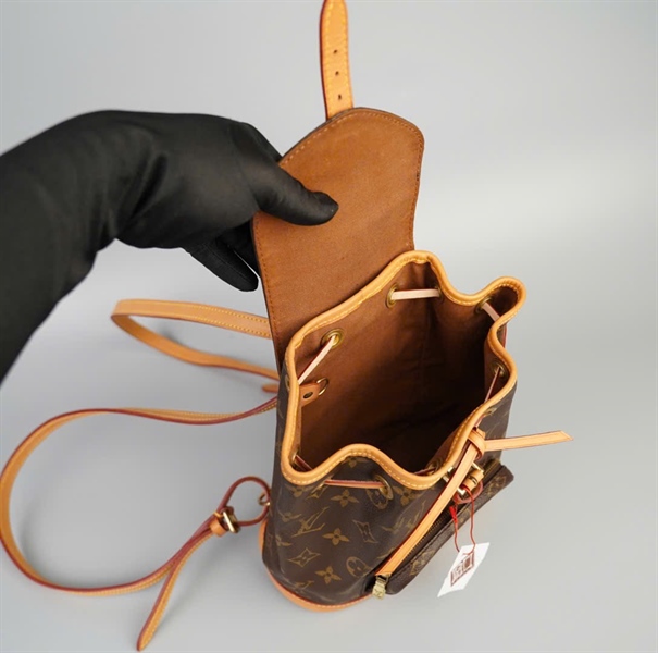 Balo LV hoa nâu viền vàng size mini +