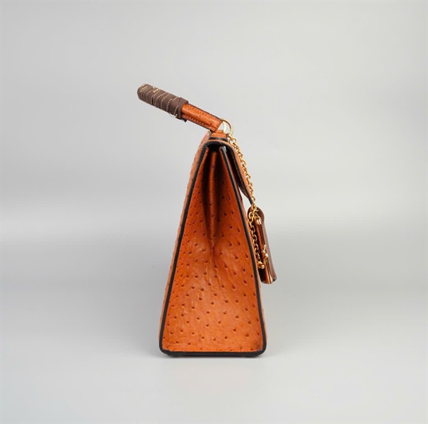 Túi Celine da đà điểu cam kèm ví size 28 KG+