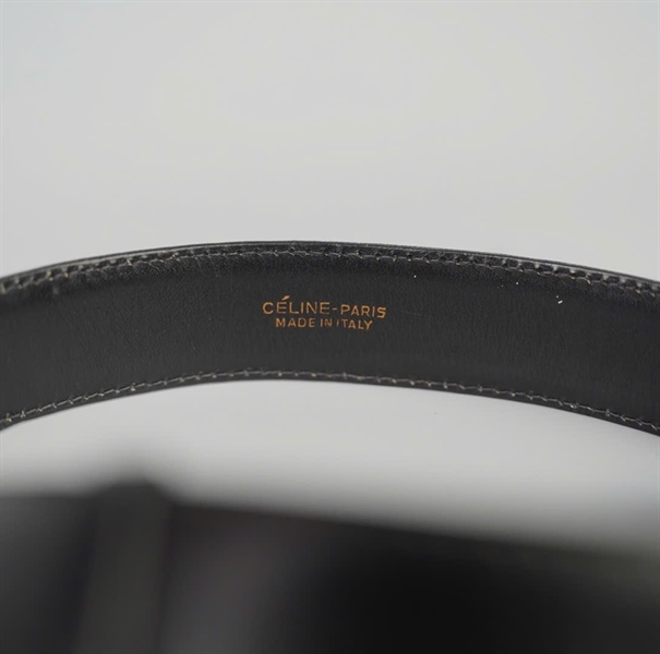 Thắt lưng Celine mặt xe ngựa dây đen KG+