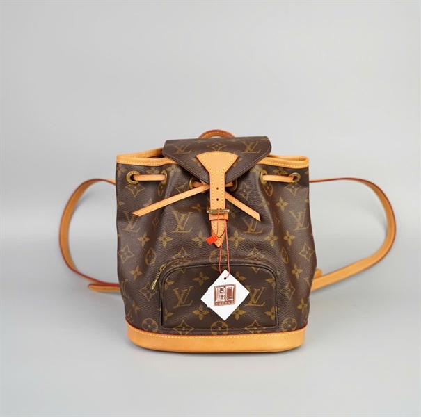 Balo LV hoa nâu viền vàng size mini +