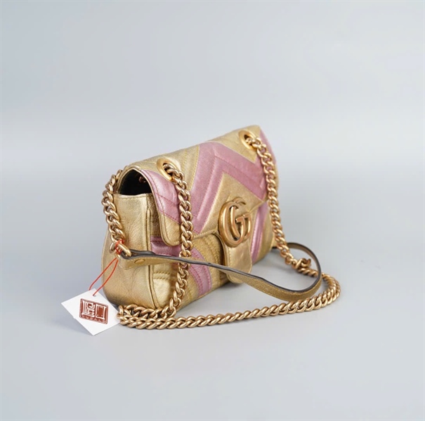 Túi GG Marmont vàng hồng (446744001998) size 22 KG+