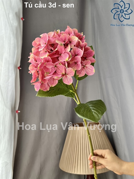 Tú cầu 3d - Sen - Hoa cành dài - Hoa Lụa Vân Vượng