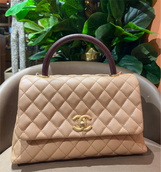 Túi Chanel Coco xách tay màu nâu sz 24cm KG+