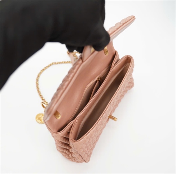 Túi Chanel vân hạt nổi màu ruốc +