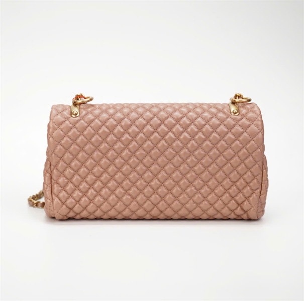 Túi Chanel vân hạt nổi màu ruốc +