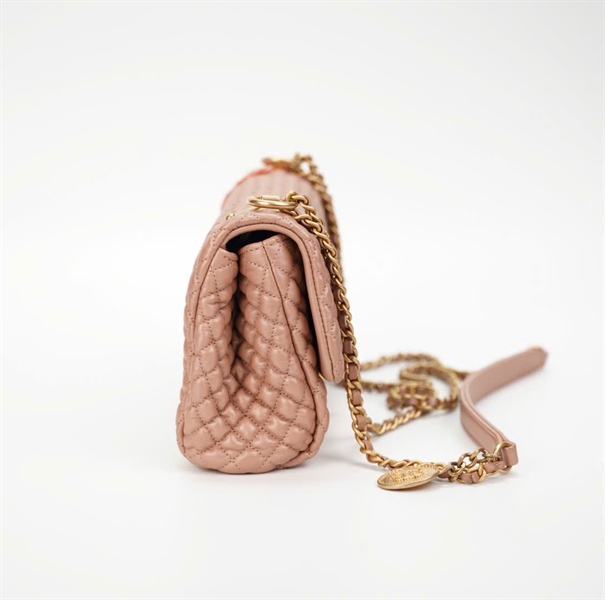 Túi Chanel vân hạt nổi màu ruốc +