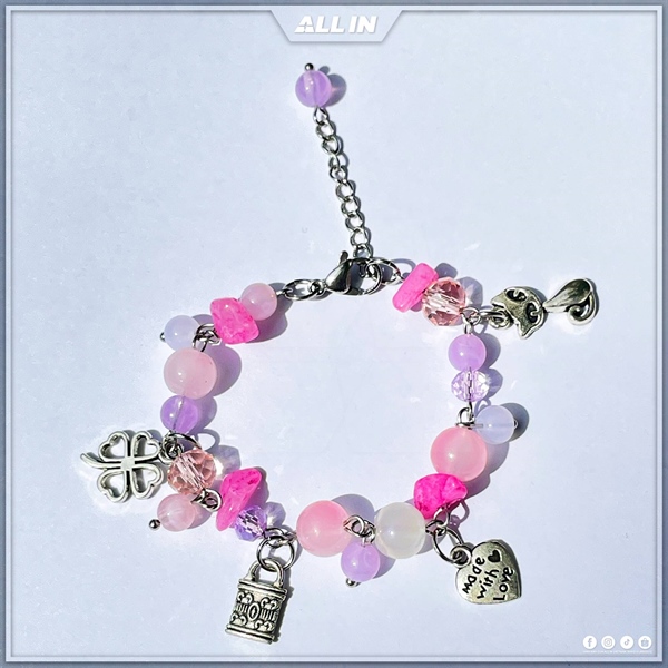 Lắc tay leng keng ALLIN tình yêu kết hợp cỏ bốn lá