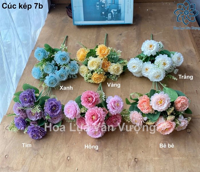 Cúc kép 7b - Hoa cành ngắn - Hoa Lụa Vân Vượng