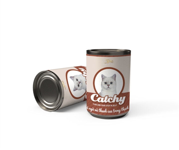 Pate lon Catchy cho mèo vị Cá ngừ & Thanh cua 400g