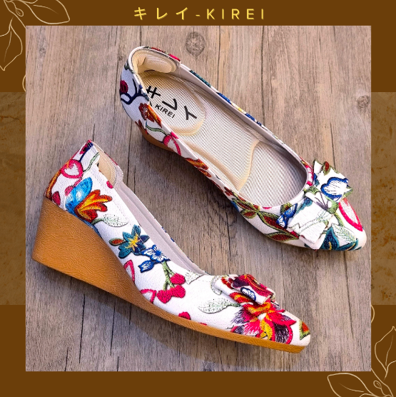 Kirei Office HI Giày Đế Xuồng 3D FEP 5P Hồng trắng