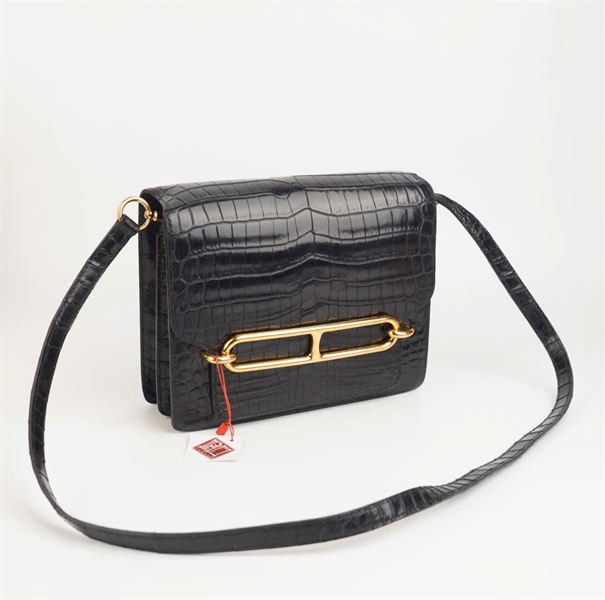 Túi Hermes Shiny đen da cá sấu sz24 (HC) +