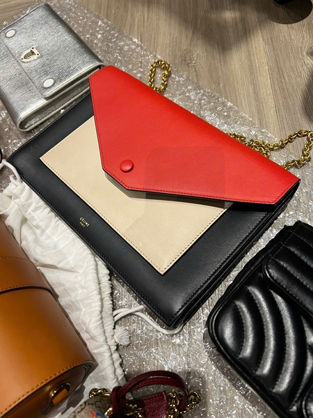 Túi Celine đen nắp đỏ size 28 (BQ) KG+