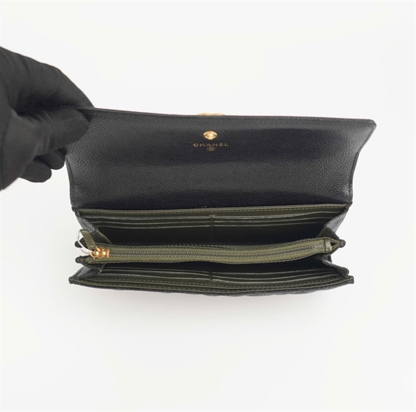 Ví Chanel đen lòng xanh rêu (Code 2291035) KG+