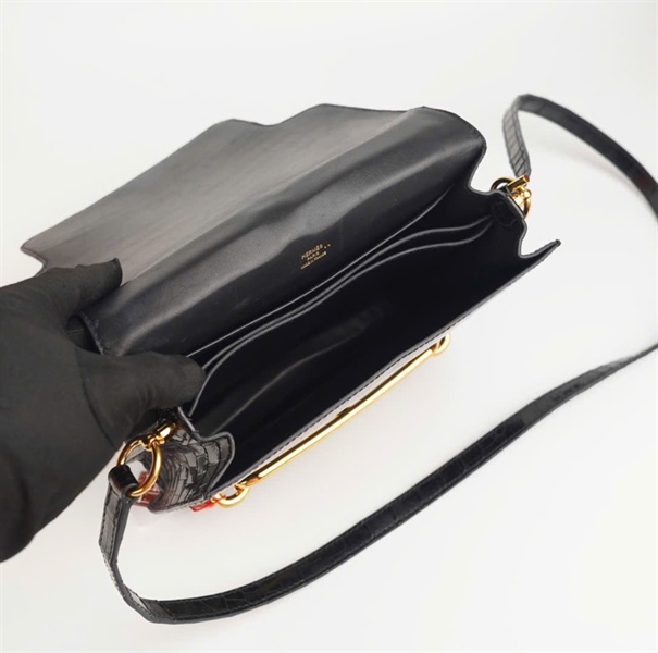 Túi Hermes Shiny đen da cá sấu sz24 (HC) +