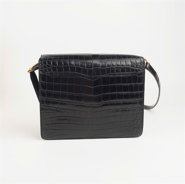 Túi Hermes Shiny đen da cá sấu sz24 (HC) +