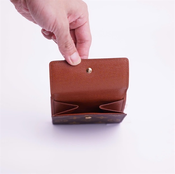 Ví LV hoa nâu vuông lòng nâu +