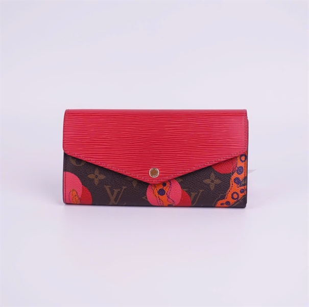 Ví LV đỏ hoa nâu in hươu+