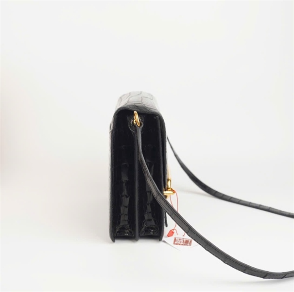 Túi Hermes Shiny đen da cá sấu sz24 (HC) +