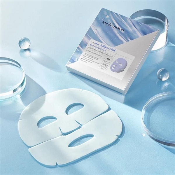 Da cần chăm sóc lỗ chân lông: mặt nạ xanh MediAnswer Pore Collagen Mask (Xanh x 5 miếng)