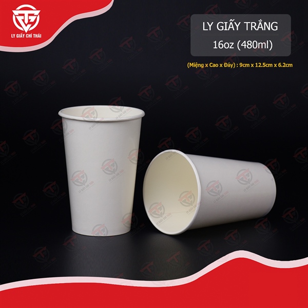 Ly Giấy Trắng 16oz (480ml)