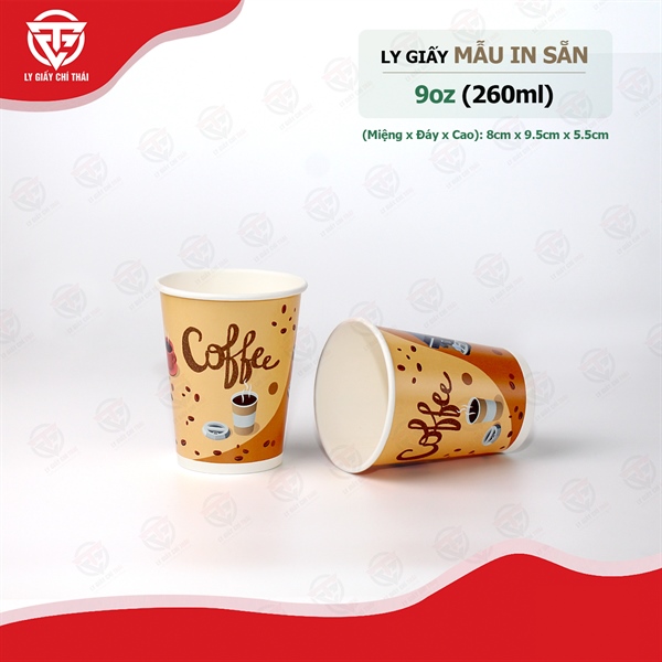 Thùng Ly Giấy In Sẵn 9oz (260ml) COFFEE NÂU