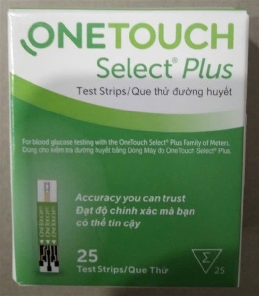 Que thử đường huyết Onetouch Select Plus (Hộp*25test) - Lifescan/Thuỵ Sỹ
