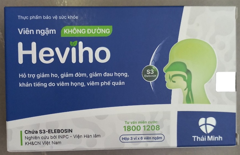 Viên ngậm không đường Heviho (Hỗ trợ giảm ho, giảm đờm...) (Hộp 3 vỉ x 6 viên) - Thái Minh 2