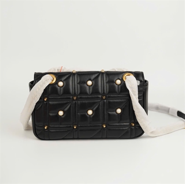 Túi GG Marmont Handle đen đính ngọc trai size 25 (BMC) +