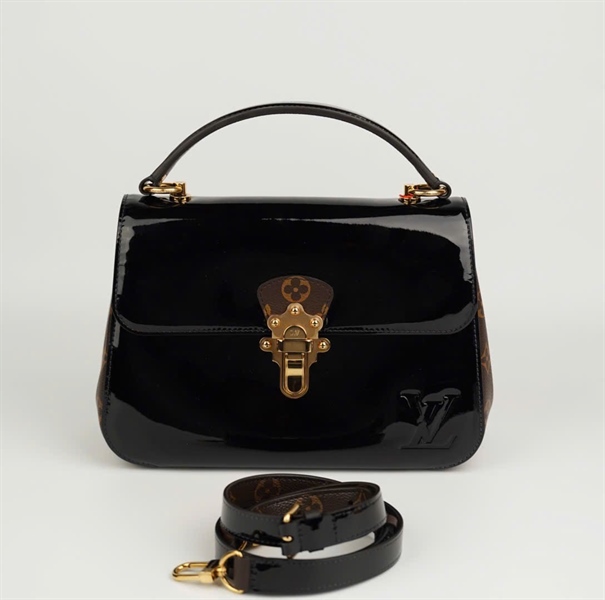 Túi LV Cherrywood đen bóng viền hoa nâu size 26 (BMC) +