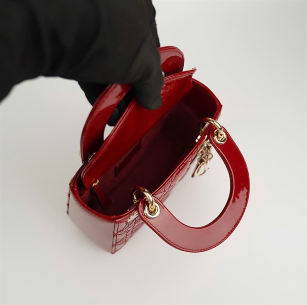 Túi Dior Lady đỏ bóng size mini (BMC) +
