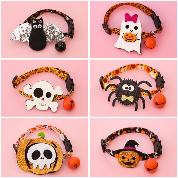 PU - Vòng cổ vải họa tiết Halloween S(16-32cm)