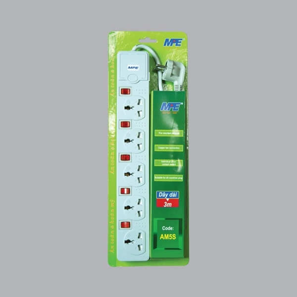 Ổ cắm điện MPE 3 mét (5 slot)