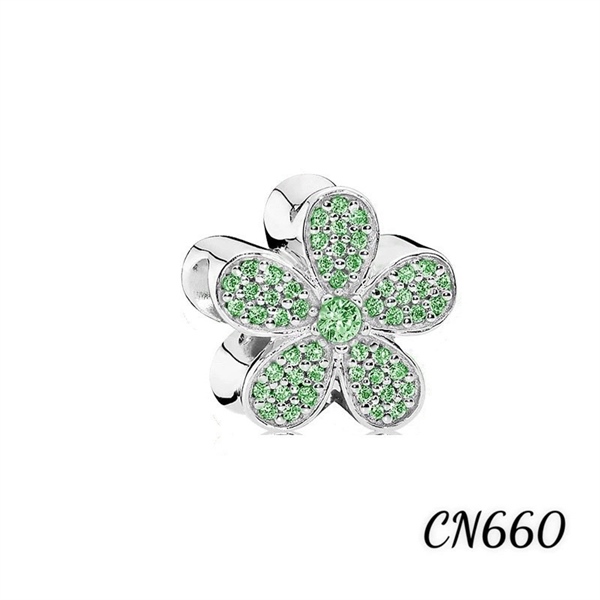 784-CHARM-Charm xỏ bông hoa 5 cánh xanh lá-(0230T924)