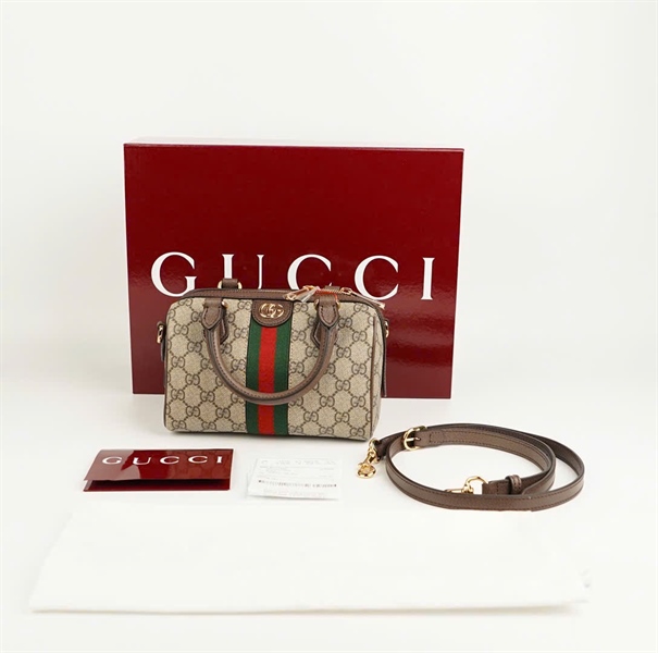 Túi GG Ophidia xám sọc xanh đỏ size 20 KG+