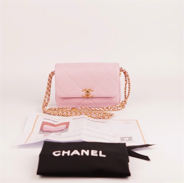 Túi Chanel màu hồng (PA42NHX6) 20cm (BQ) KG+