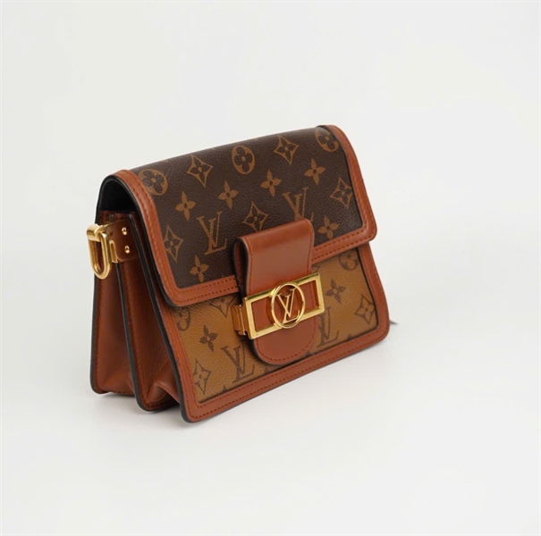 Túi LV dauphine hoa nâu viền cong 20cm +