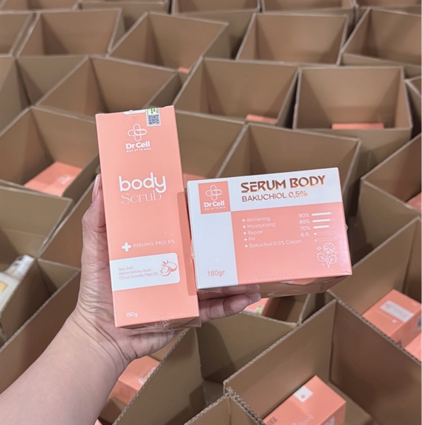Combo trắng da body Bakuchiol 0,5 % 180g - 1 chay tẩy bào chết AHA 150g