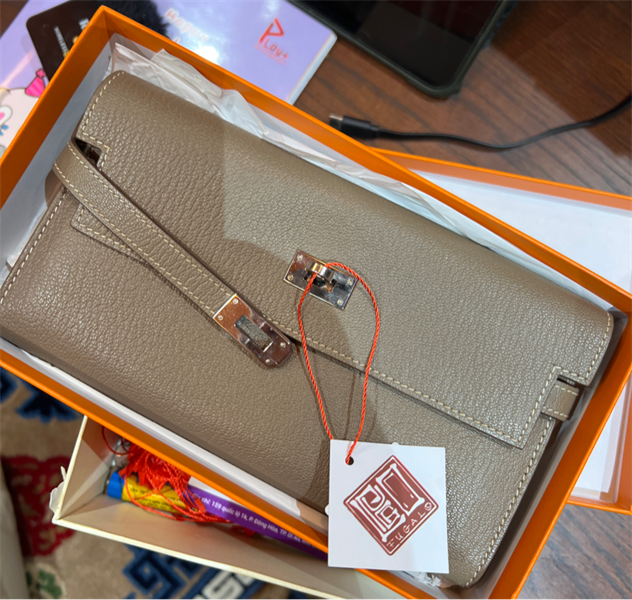 Ví Hermes Kelly nâu đậm (HC) +