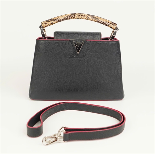 Túi LV Capu đen viền hồng quai trăn (AR0165) (HC) +