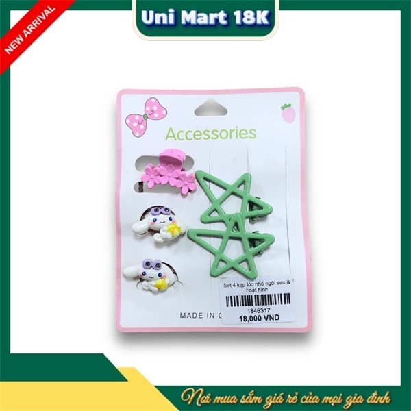 Set 4 kẹp tóc nhỏ ngôi sao & hoạt hình