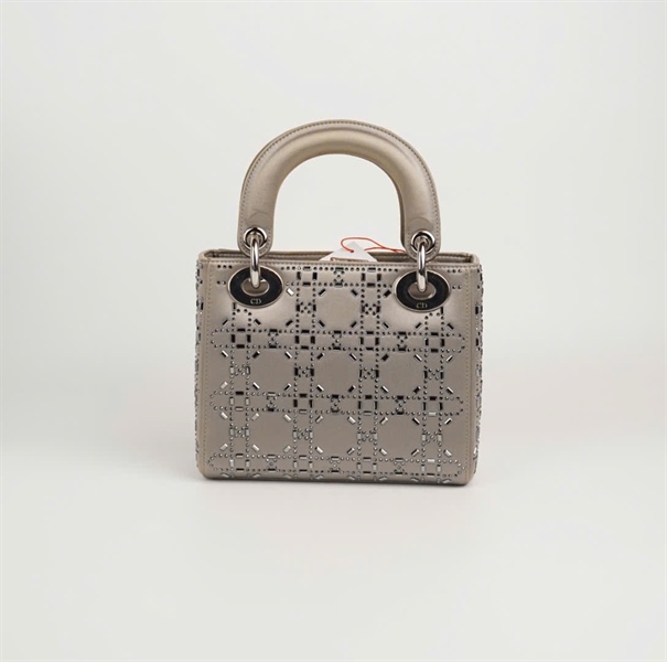 Túi Dior lady màu xám đính cườm size mini +