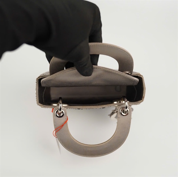 Túi Dior lady màu xám đính cườm size mini +